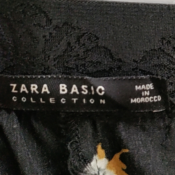 Zara Women’s Black  Pants With Purple Flowers, Please See Measurements 🧧 - Picture 2 of 8